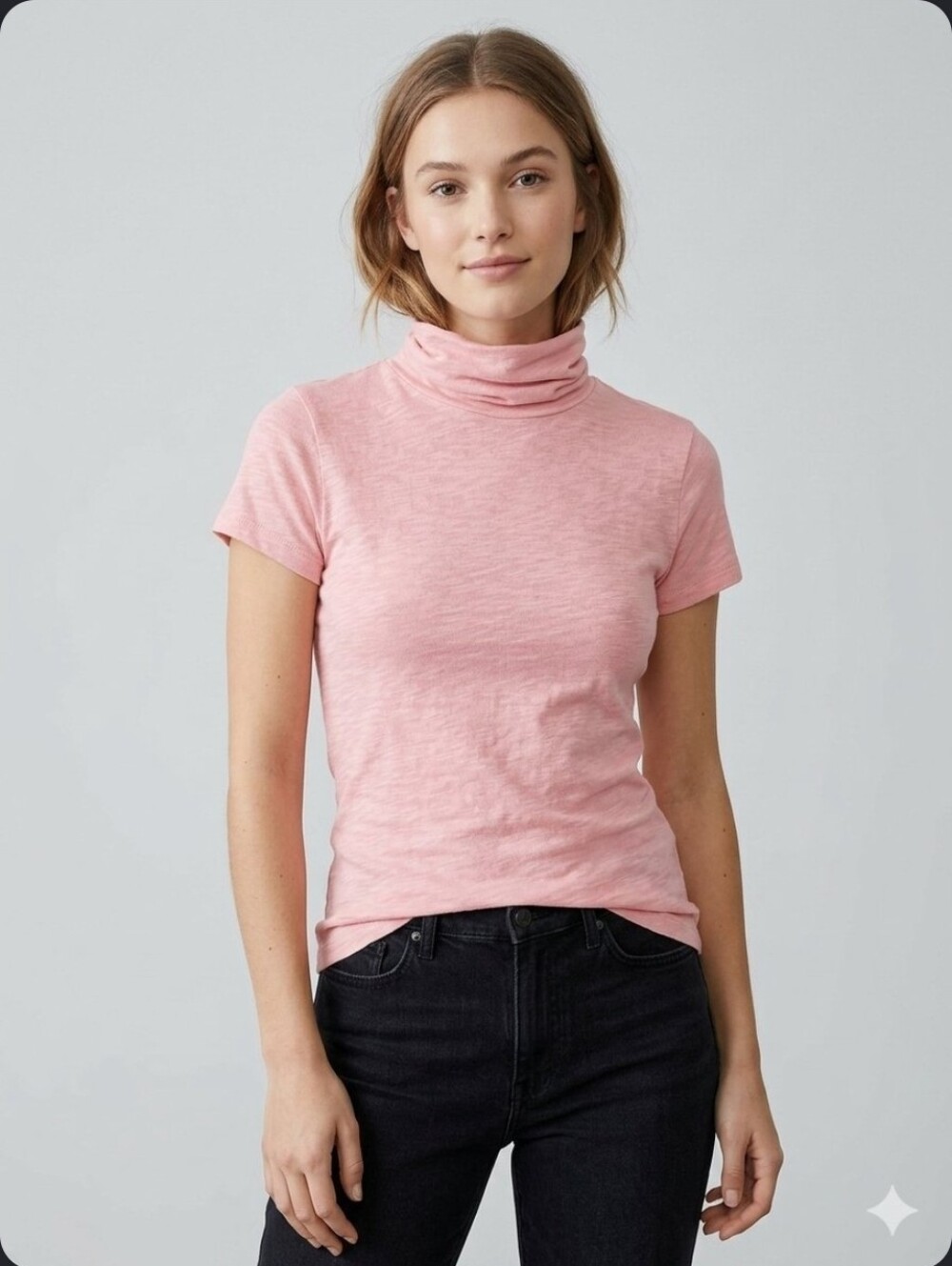 Athleta Womens Cowl Neck Top Size Small Short Sleeve Cotton Blend